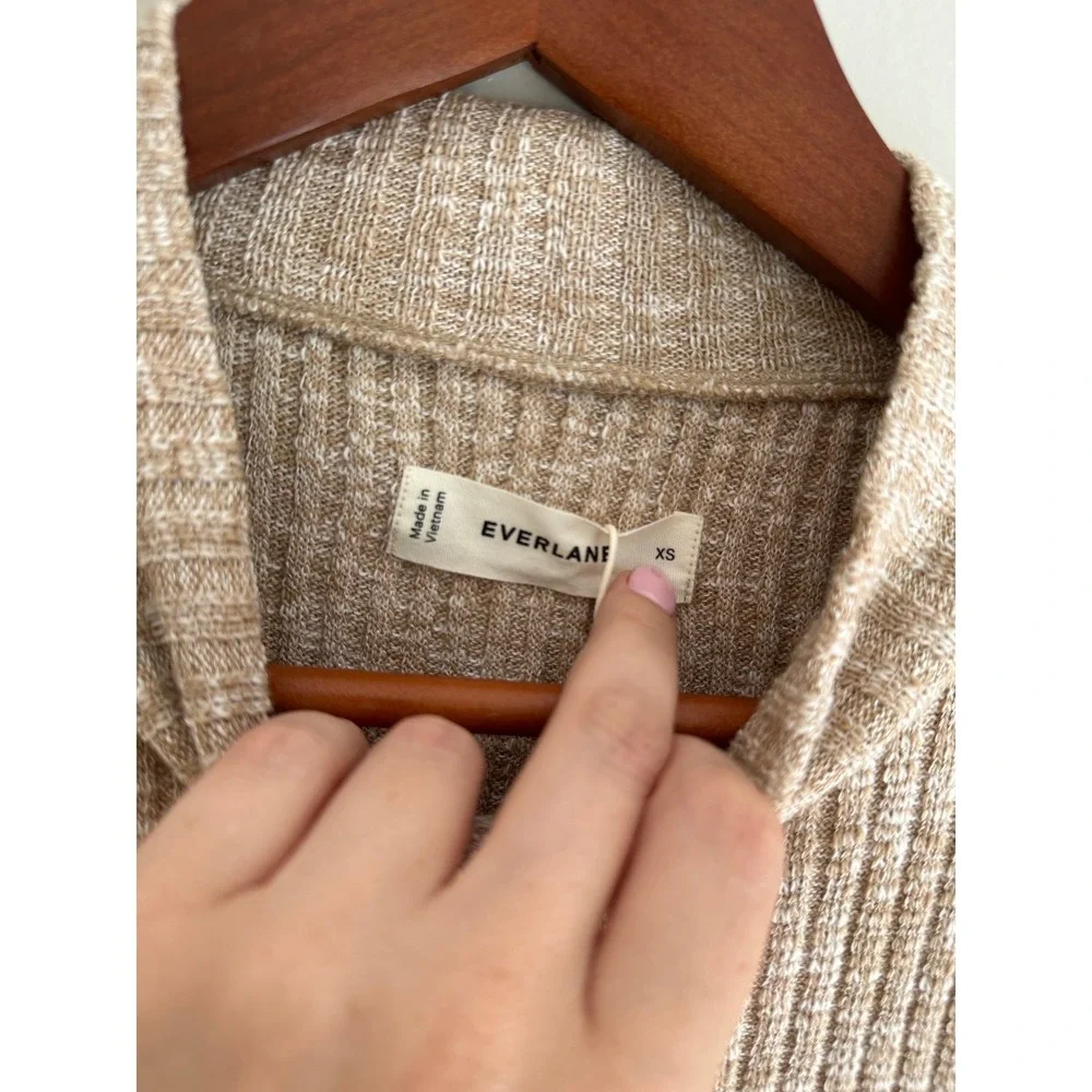 Everlane Craft Rib Boxy Funnel Neck Women XS Cornstalk Bone NWT Sustainable Knit